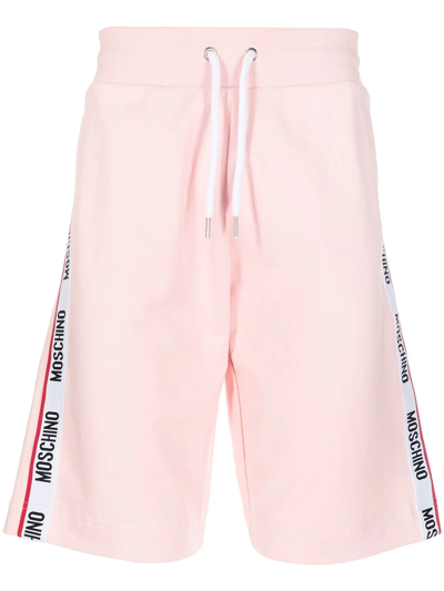 Moschino Logo Drawstring Track Shorts In Pink