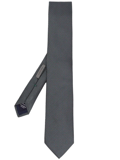 Corneliani Geometric-embroidered Silk Tie In Grün
