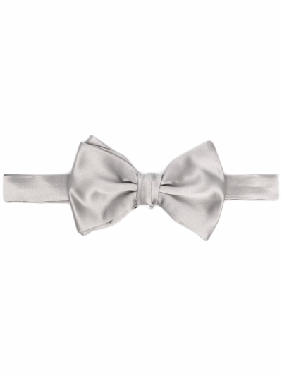 Emporio Armani Silk Bow Tie In Silver