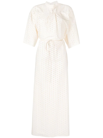 Litkovskaya Bloom Perforated Midi Dress In Weiss