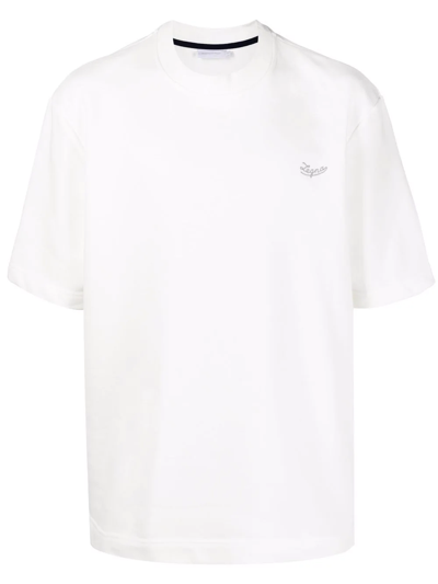 Ermenegildo Zegna Embroidered-logo T-shirt In Weiss