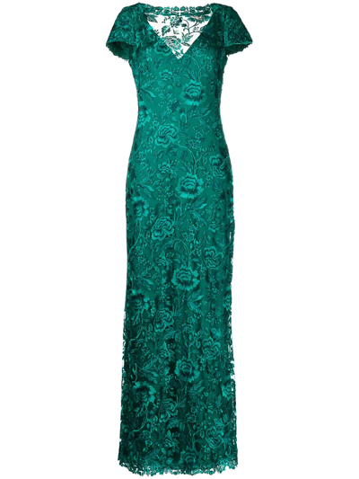 Tadashi Shoji Oran Embroidered Tulle Gown In Green