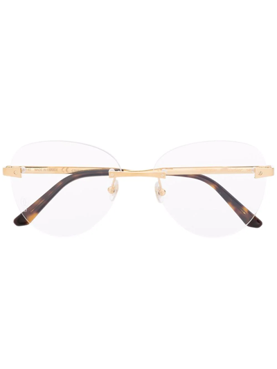 Cartier Square Frame Glasses In Gold