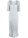 Ganni Ribbed Knitted Dress In Blau