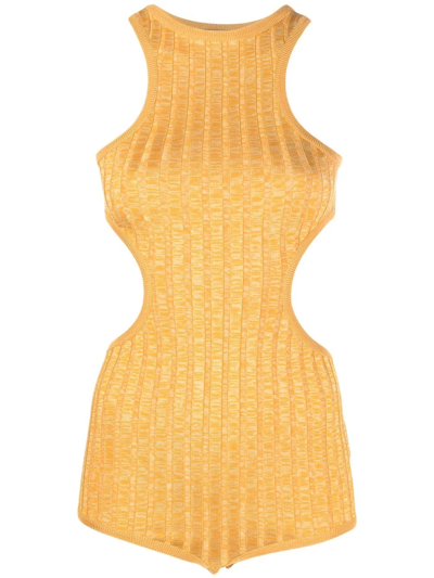 Pucci Cut-out Silk Bodysuit In Orange
