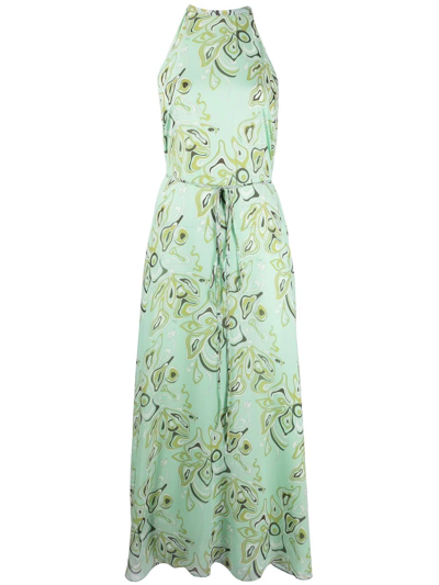 Emilio Pucci Africana Abstract-print Halterneck Dress In Mint