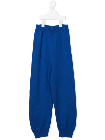 The Row Kids' Knitted Drop-crotch Trousers In Blue