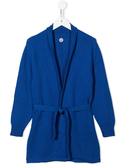 The Row Kids' Belted Cashmere Cardigan In Blue