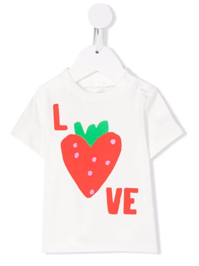 Stella Mccartney Babies' Strawberry Graphic-print Cotton T-shirt 3-36 Months In White