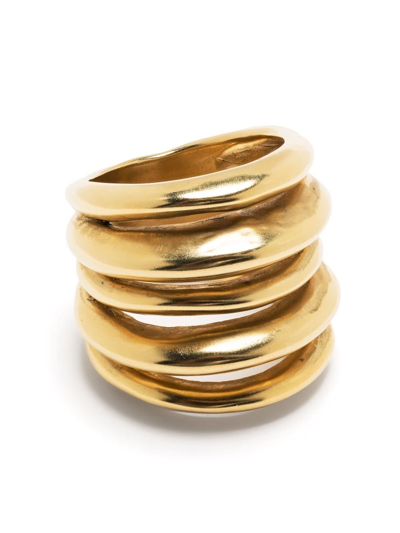 Goossens 'spirale' 24k Gold-plated Ring In Metallic