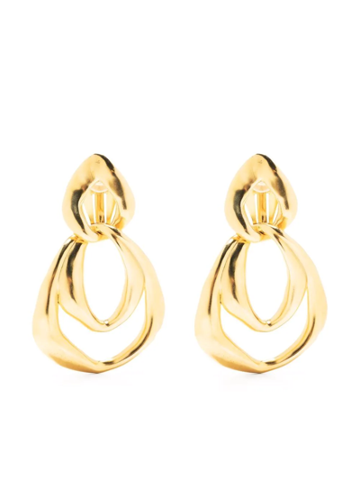 Goossens Spirale 24k-gold-plated Clip-on Drop Earrings In Metallic