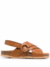See By Chloé Gema Leather Crisscross Slingback Sandals In Brown