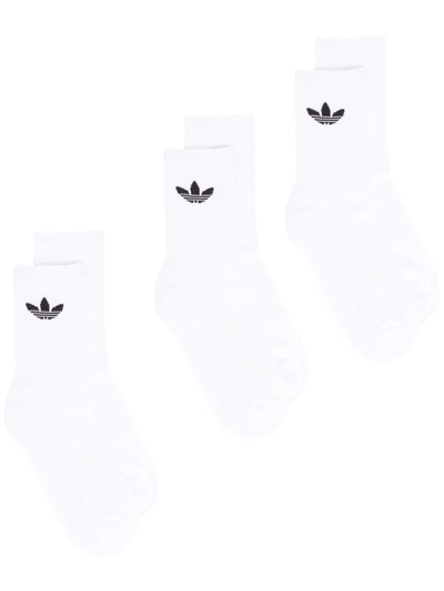 Adidas Originals Intarsia-logo Socks Pack In White