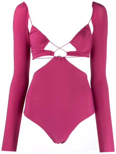 Amazuìn Cut Out-detail Bodysuit In Pink