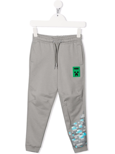 Puma Kids' X Minecraft Graphic-print Track Trousers In Grey