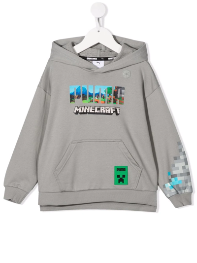 Puma Teen X Minecraft Graphic-print Hoodie In Grey