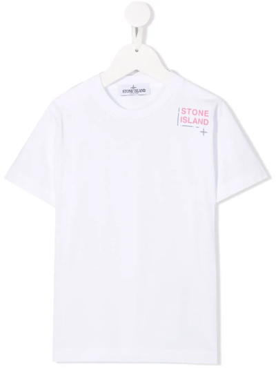 Stone Island Junior Teen Logo-stamp T-shirt In White