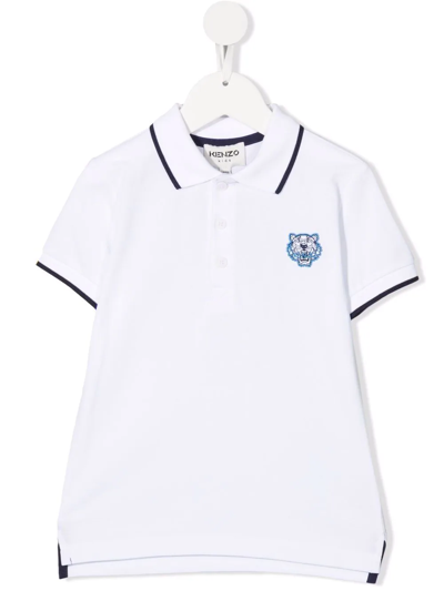 Kenzo Kids' Logo-embroidered Polo Shirt In White