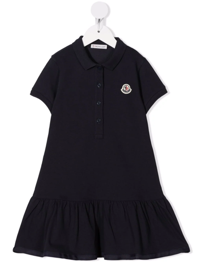 Moncler Kids' Logo-patch Polo Dress In 蓝色