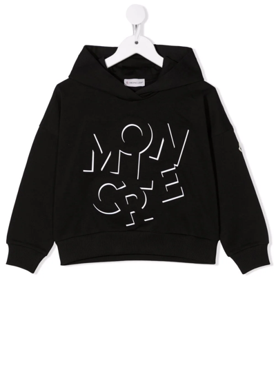 Moncler Kids' Logo-print Pullover Hoodie In Black