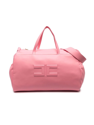 Elisabetta Franchi La Mia Bambina Embossed-logo Baby Changing Bag In Pink