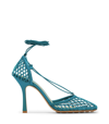 Bottega Veneta Mesh And Nappa Leather Stretch Sandal Blaster In Blue