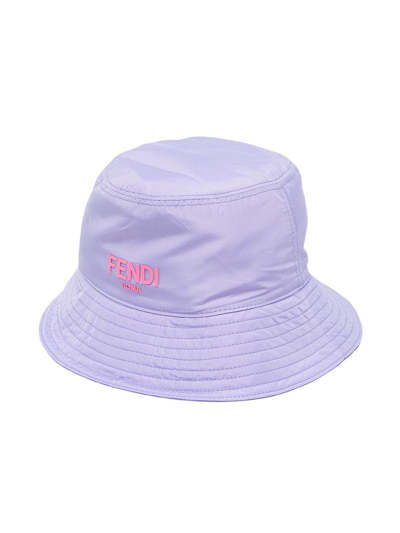 Fendi Logo-print Bucket Hat In Purple
