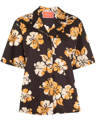 La Doublej Bowling Short-sleeve Shirt In Hibiscus
