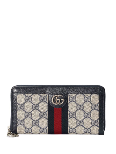 Gucci Ophidia Gg Zip Around Wallet In Blau