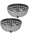 Lalia Home Crystal Glam 2 Light Ceiling Flush Mount, Pack Of 2 In Restoration Bronze
