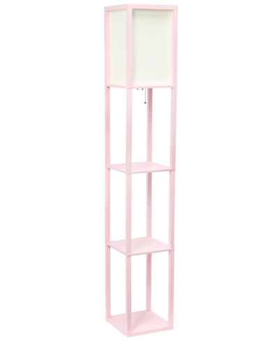 Lalia Home Column Shelf Floor Lamp With Linen Shade In Pink