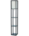 Lalia Home Column Shelf Floor Lamp With Linen Shade In Black