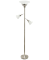 LALIA HOME TORCHIERE FLOOR LAMP WITH 2 READING LIGHTS AND SCALLOPED GLASS SHADES