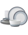 Noritake Colorscapes Layers 12 Piece Coupe Dinnerware Set In Gray