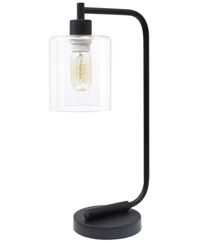 Lalia Home Modern Iron Desk Lamp With Glass Shade In Black