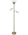 LALIA HOME TORCHIERE FLOOR LAMP WITH 2 READING LIGHTS AND SCALLOPED GLASS SHADES