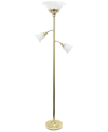 Lalia Home Torchiere Floor Lamp With 2 Reading Lights And Scalloped Glass Shades In Gold/ White Shades