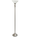 Lalia Home Classic 1 Light Torchiere Floor Lamp With Marbleized Glass Shade In Nickel