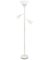 Lalia Home Torchiere Floor Lamp With 2 Reading Lights And Scalloped Glass Shades In White/ White Shades