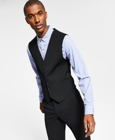 Tommy Hilfiger Men's Modern-fit Wool Th-flex Stretch Suit Suit Vest In Black