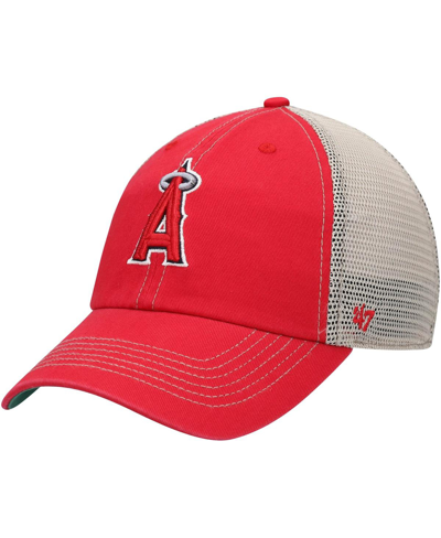 47 Brand Men's '47 Red, Natural Los Angeles Angels Flagship Washed Mvp Trucker Snapback Hat