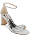 Badgley Mischka Harriet Ankle-strap Dress Sandals Women's Shoes In Silver Textile