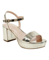 Bandolino Pennie 3 Womens Padded Insole Faux Leather Platform Heels In Gold - Faux Leather