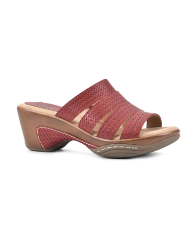 White Mountain Women's Valora Clog Slide Sandals Women's Shoes In Red Woven