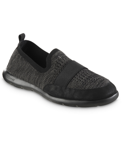 Totes Isotoner Men's Zenz Knit Indoor And Outdoor Slip-on Slipper In Black