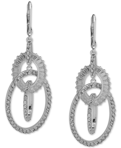 Anne Klein Silver-tone Pave & Baguette-crystal Orbital Drop Earrings