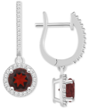 Macy's Rhodolite Garnet (2-1/5 Ct. T.w.) & Diamond (1/3 Ct. T.w.) Leverback Drop Earrings In Sterling Silve In Garnet