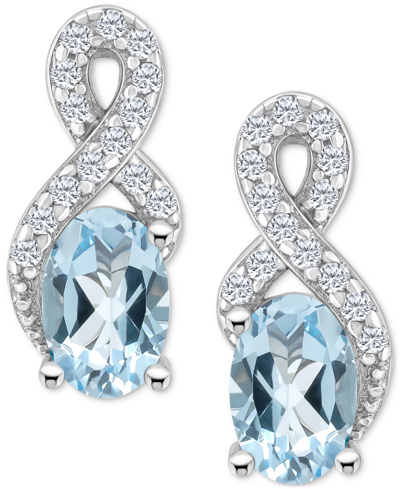 Macy's Rhodolite Garnet (1-1/8 Ct. T.w.) & White Topaz (1/6 Ct. T.w.) Looped Drop Earrings In Sterling Silv In Sky Blue Topaz