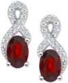 Macy's Rhodolite Garnet (1-1/8 Ct. T.w.) & White Topaz (1/6 Ct. T.w.) Looped Drop Earrings In Sterling Silv In Garnet