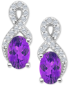 Macy's Rhodolite Garnet (1-1/8 Ct. T.w.) & White Topaz (1/6 Ct. T.w.) Looped Drop Earrings In Sterling Silv In Amethyst